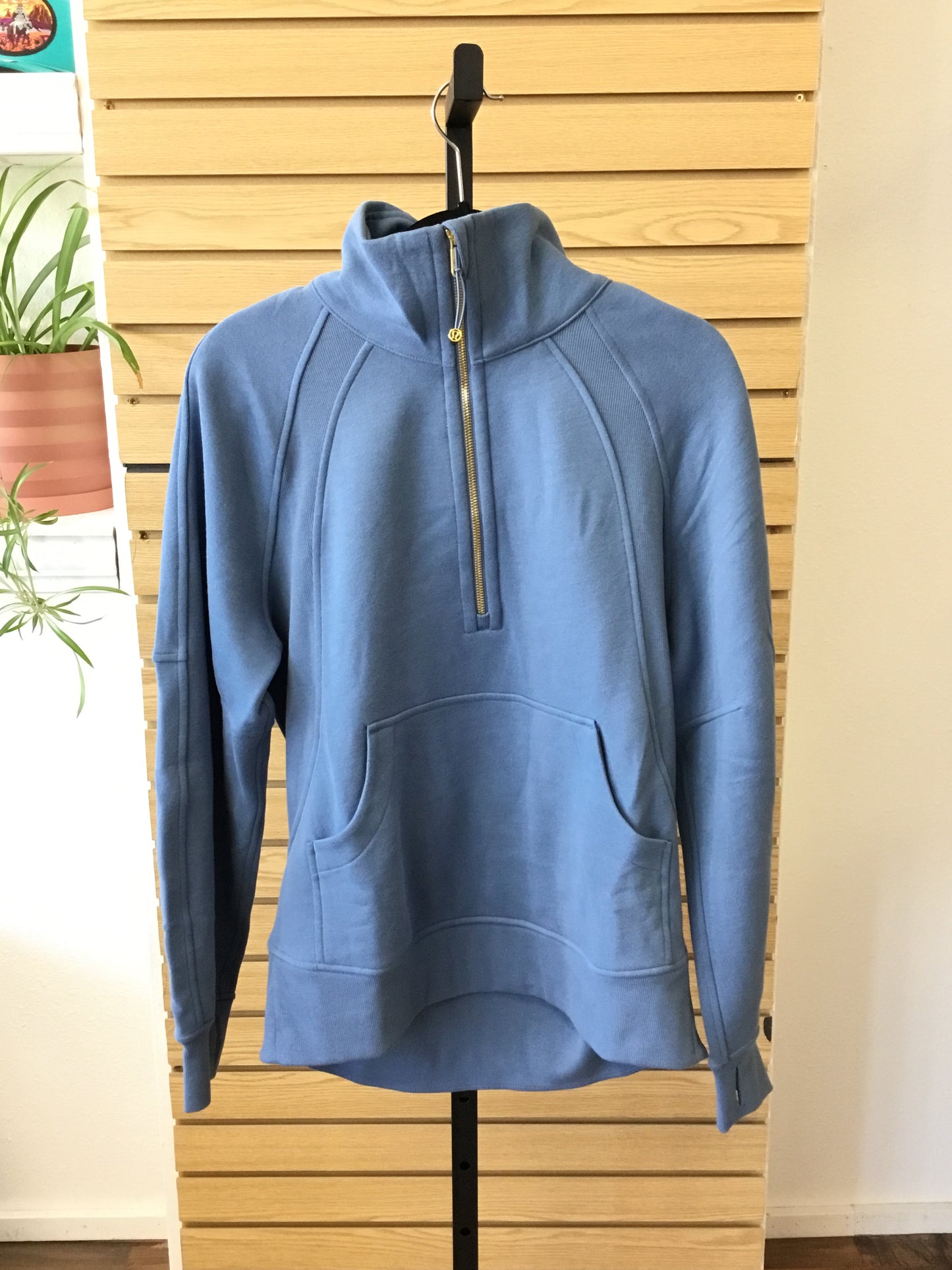 Scuba Oversized Half Zip Long - Washed Denim/Gold