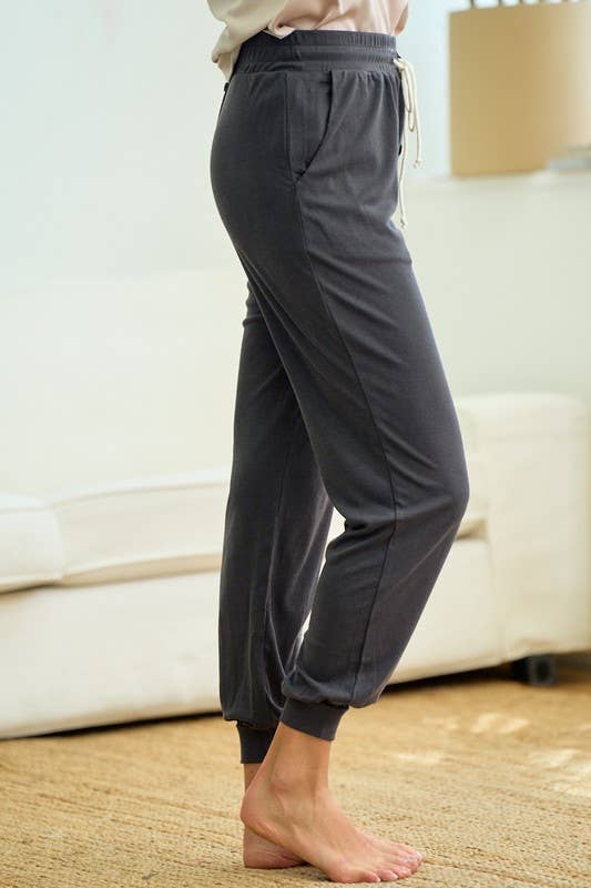 Comfortable Knit Jogger, Slant Pocket - Charcoal