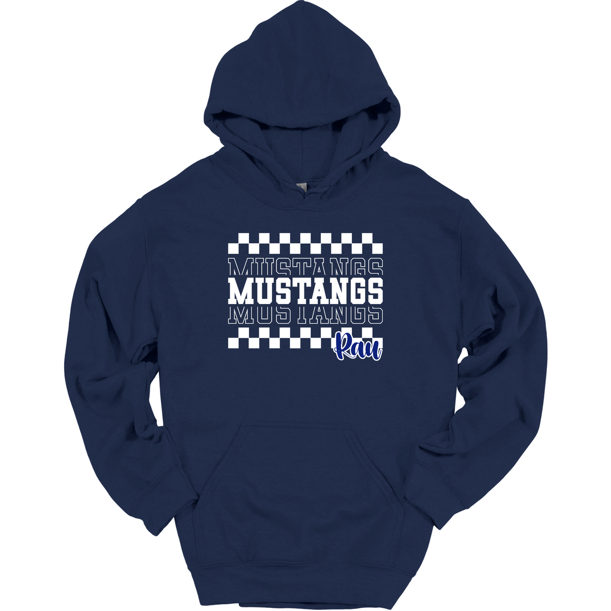 Checkered Rau Mustangs Graphic Apparel | Spirit Wear