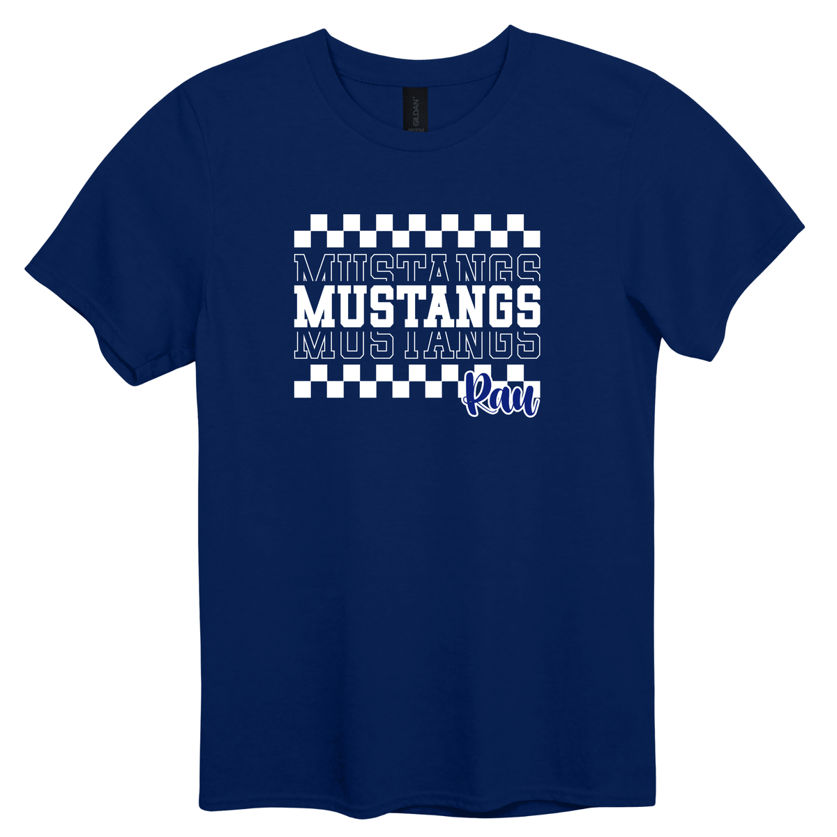Checkered Rau Mustangs Graphic Apparel | Spirit Wear