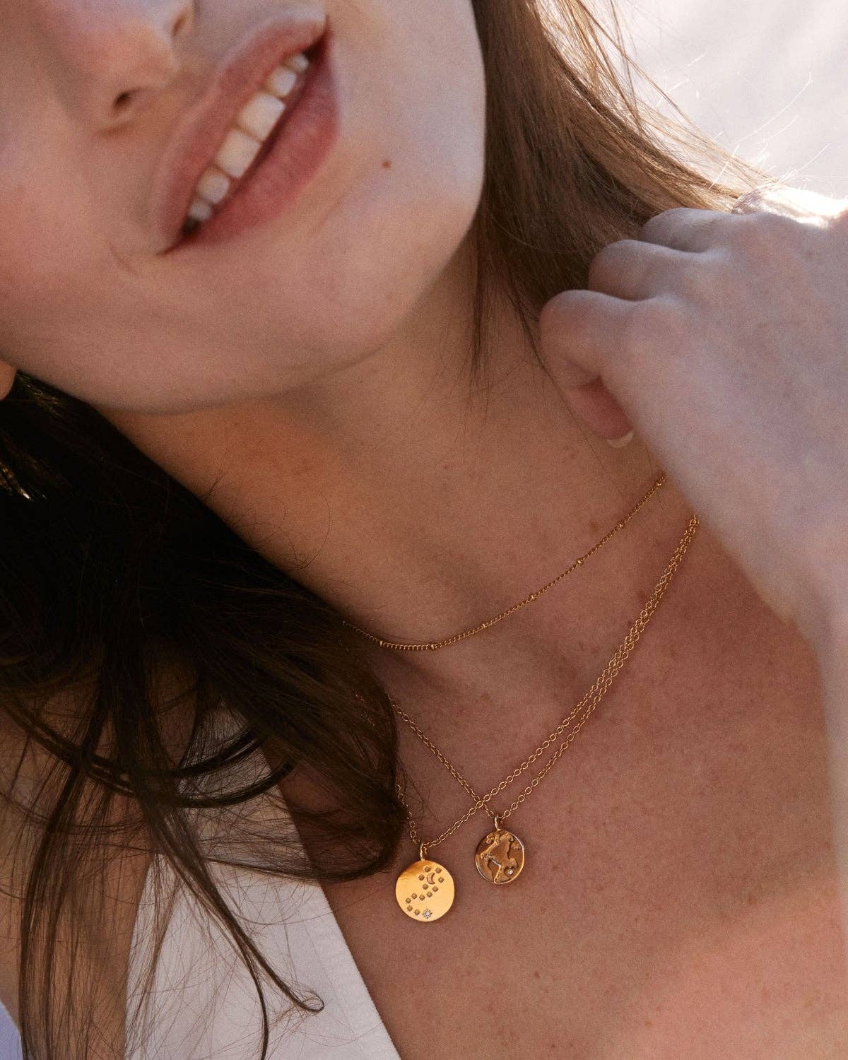 To the Moon and Back Necklace: 14k Gold