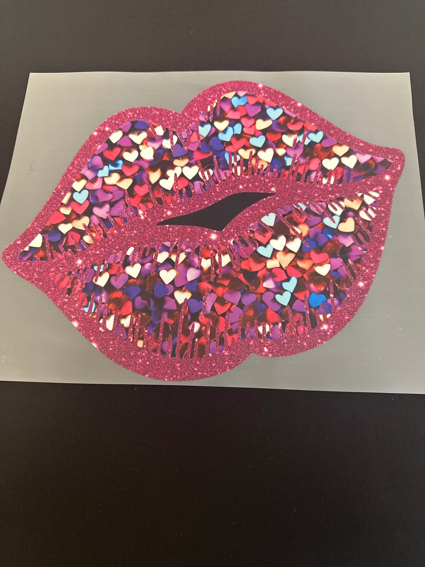 Faux Sequin Heart Lips