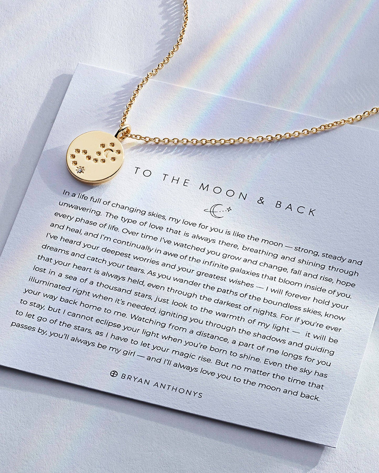 To the Moon and Back Necklace: 14k Gold