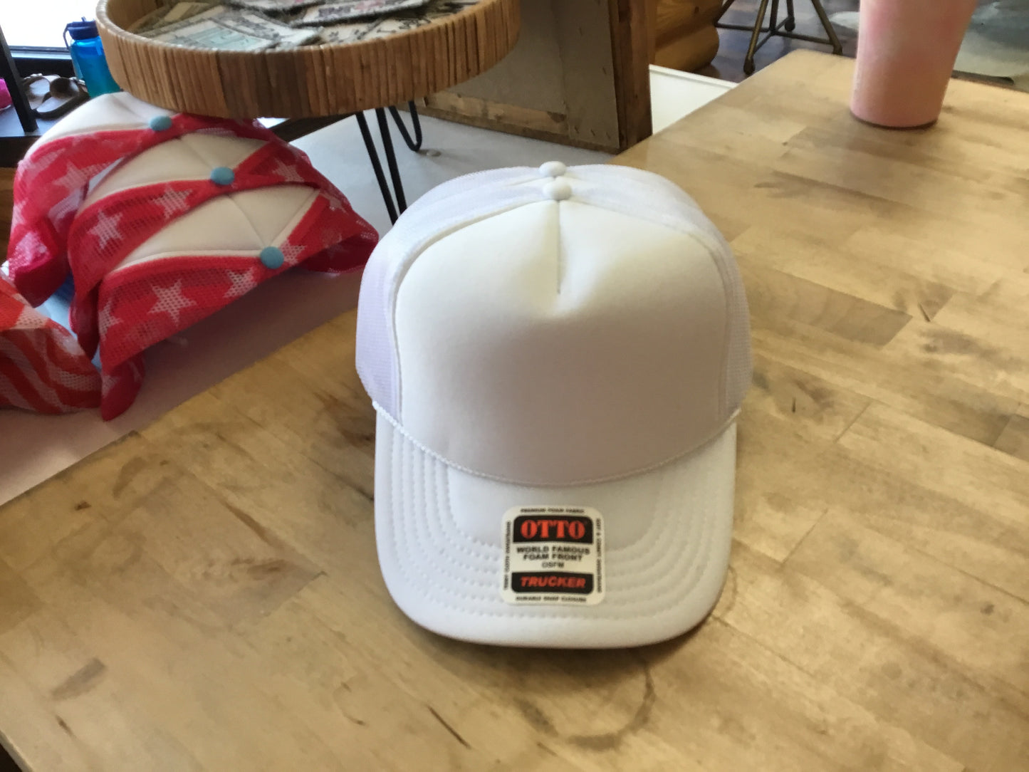 Solid white adult trucker hat