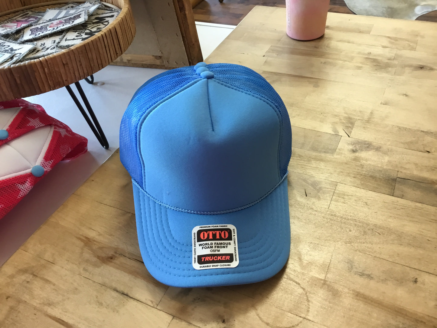 Solid blue adult trucker hat
