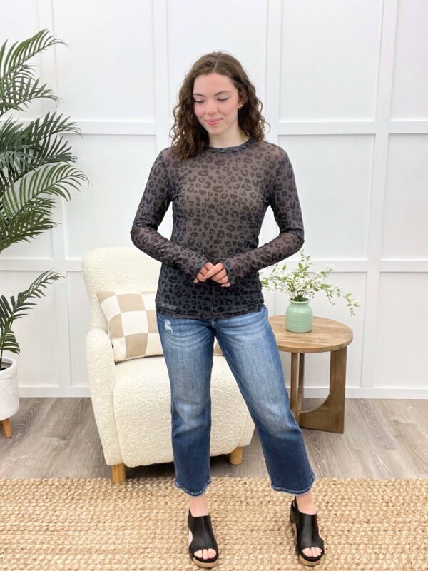 Black Leopard Mesh Top