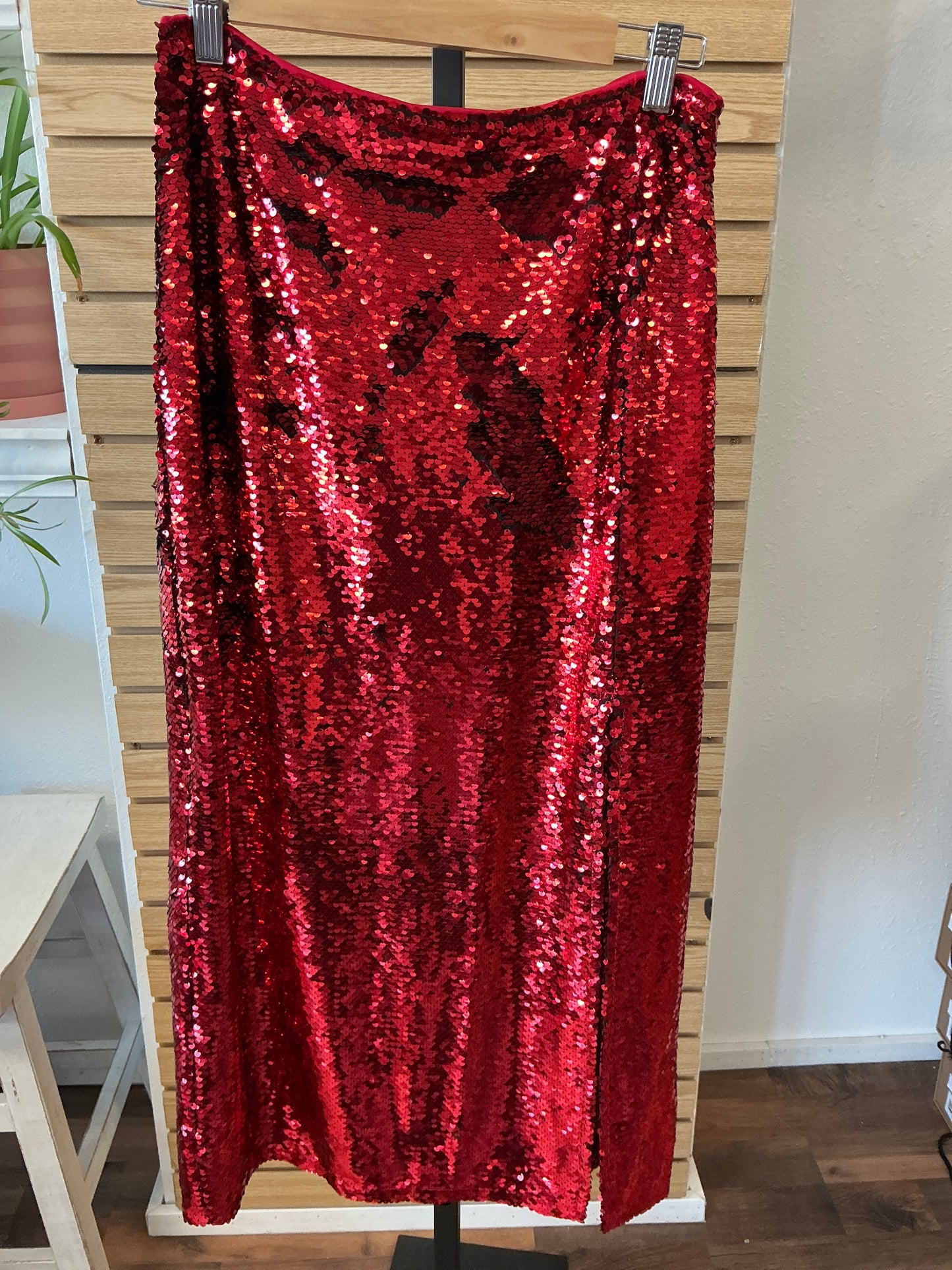 Blu Pepper Red Sequin Long Skirt