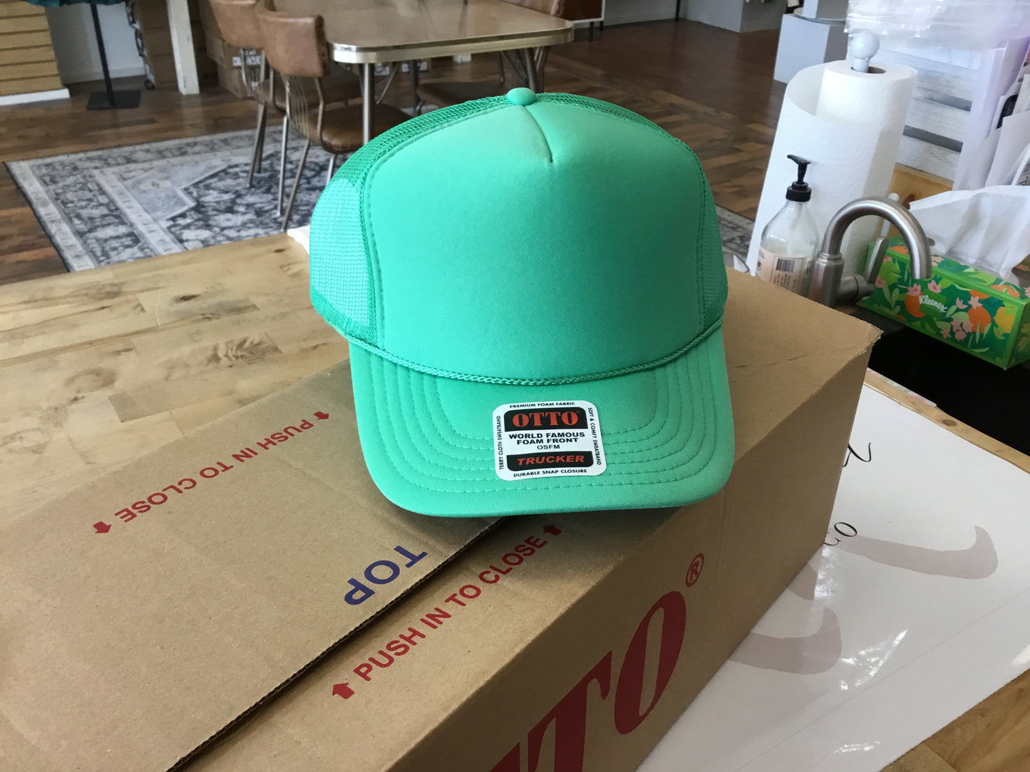 Solid mint green adult trucker hat