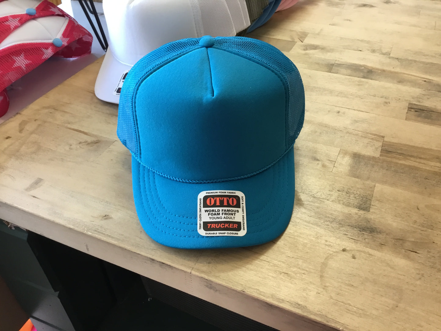 Ocean blue solid youth trucker hat