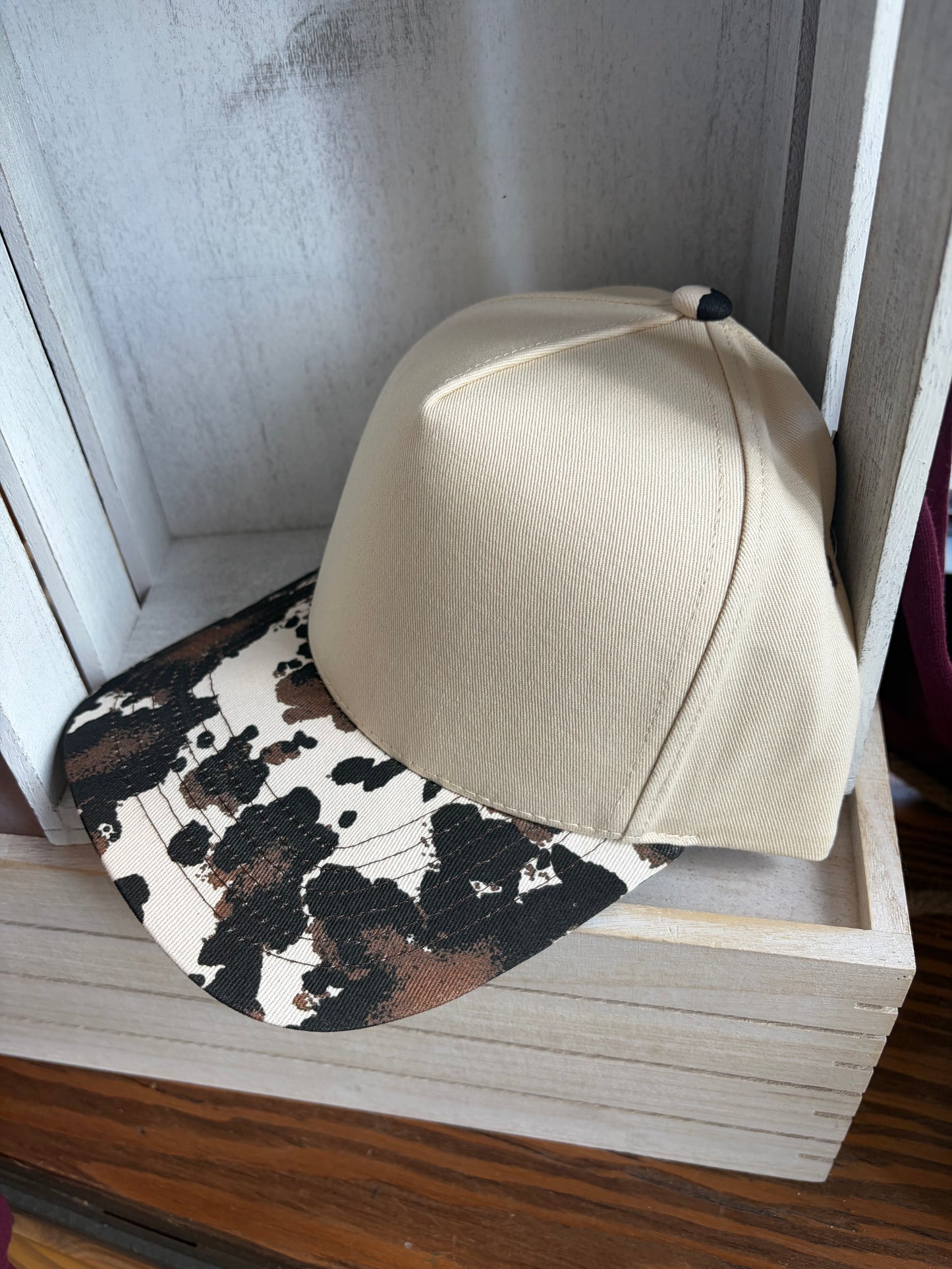 Two Tone Cow Print Brim Canvas