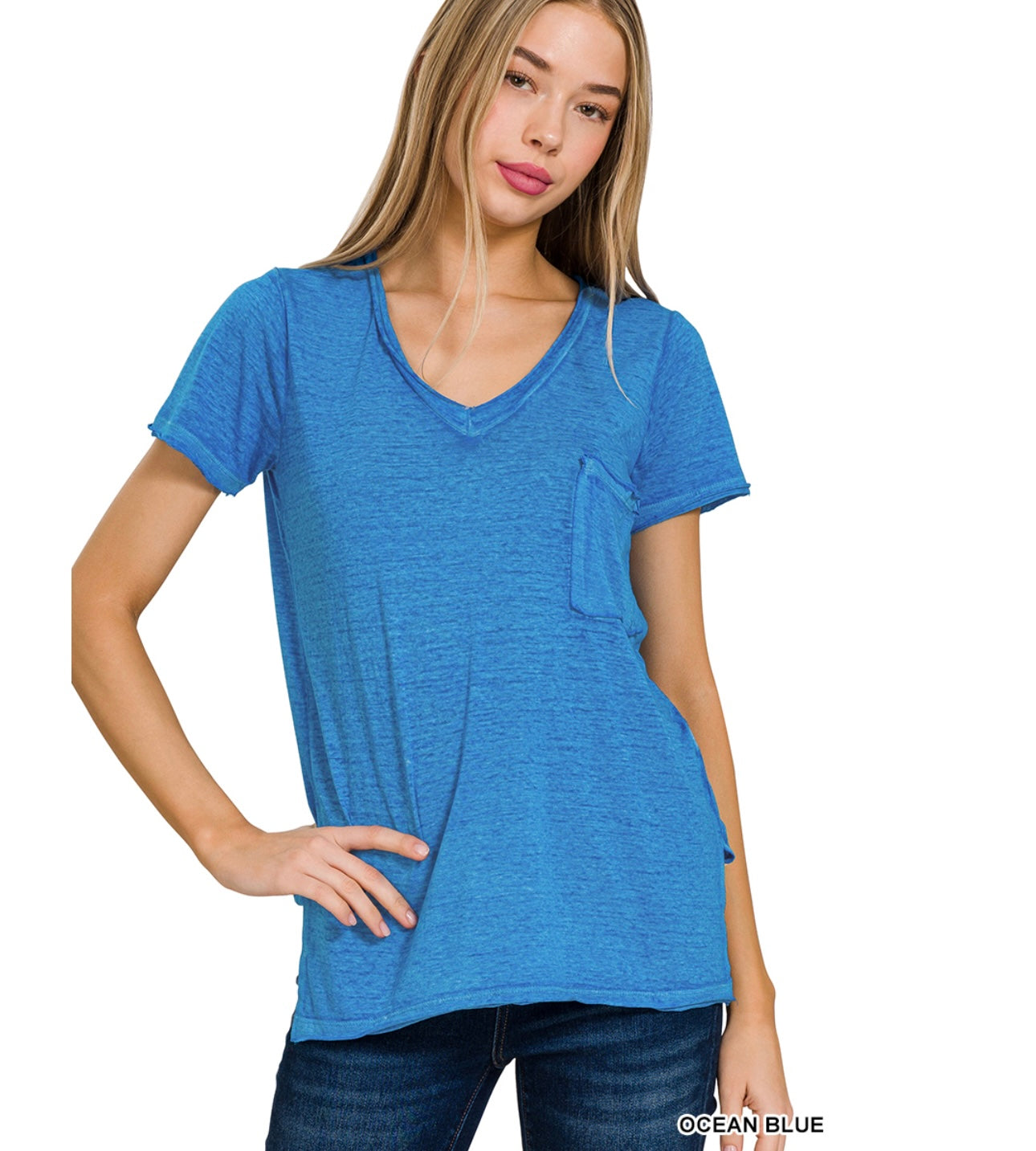 Burnout Scoop V-Neck - Ocean Blue