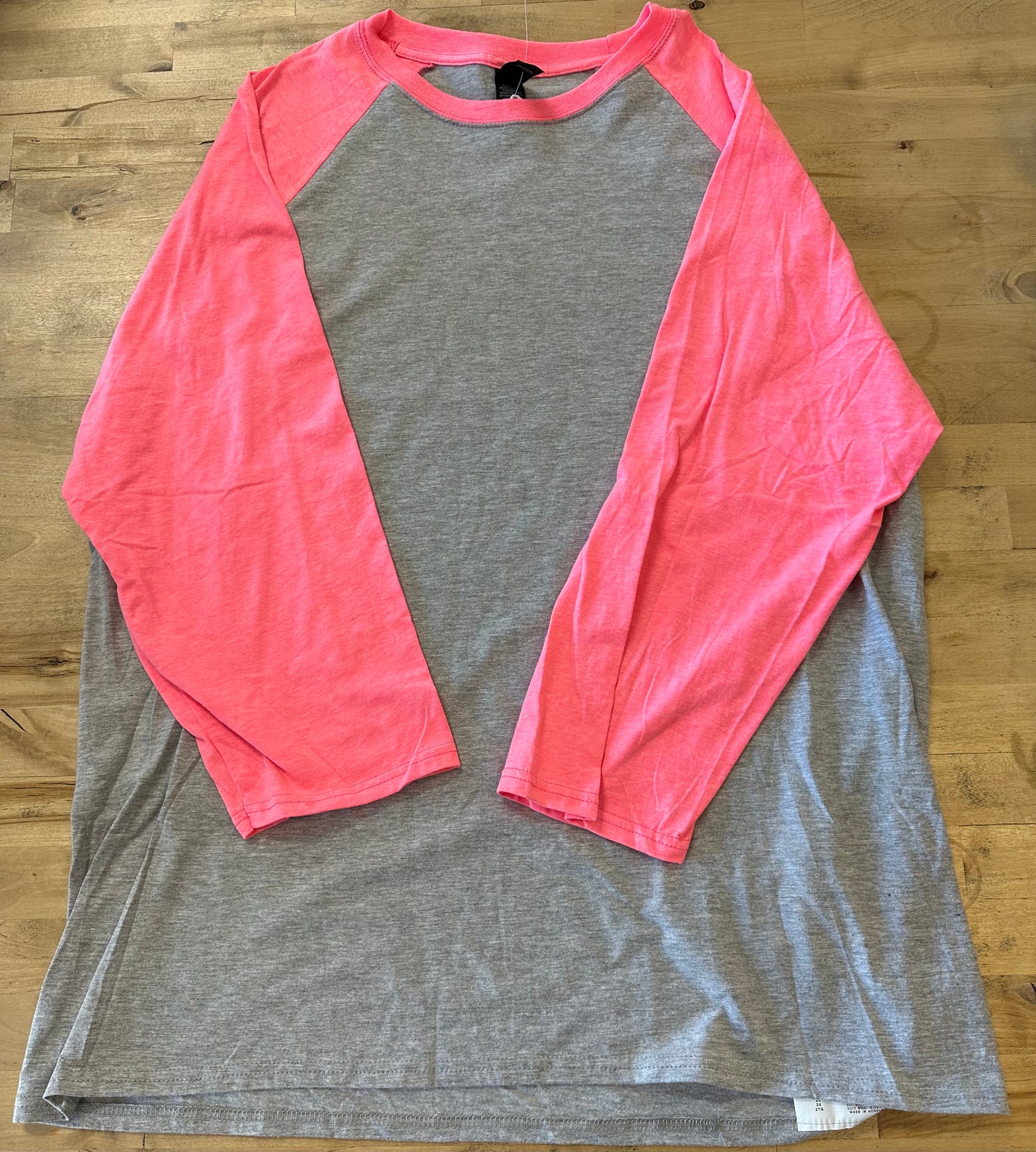 Hanes 3/4 Sleeve - Hot Pink