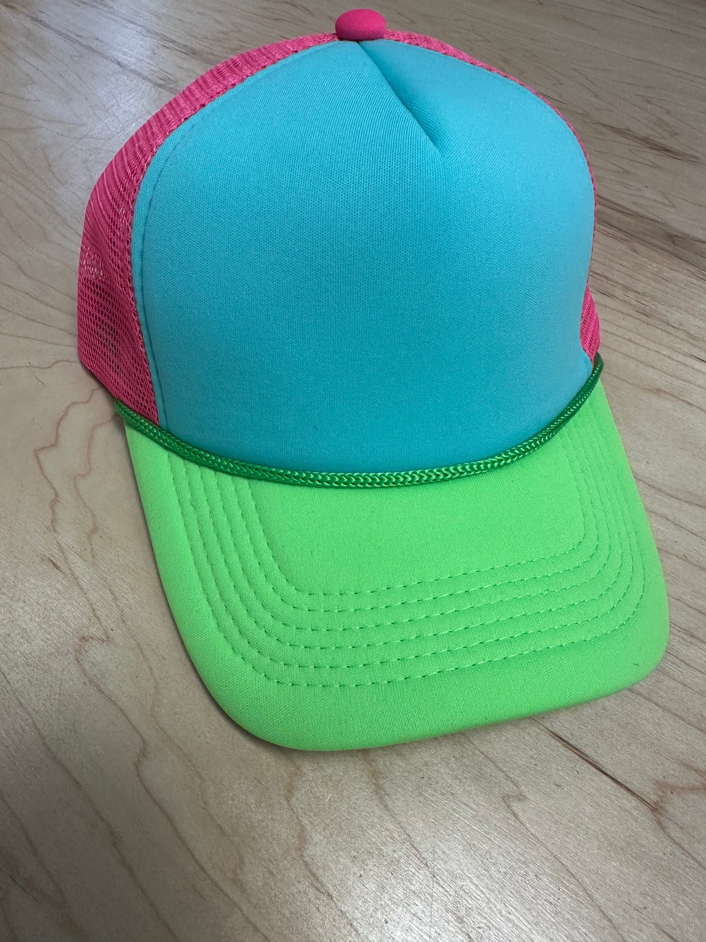 Neon with Blue Front Trucker Hat