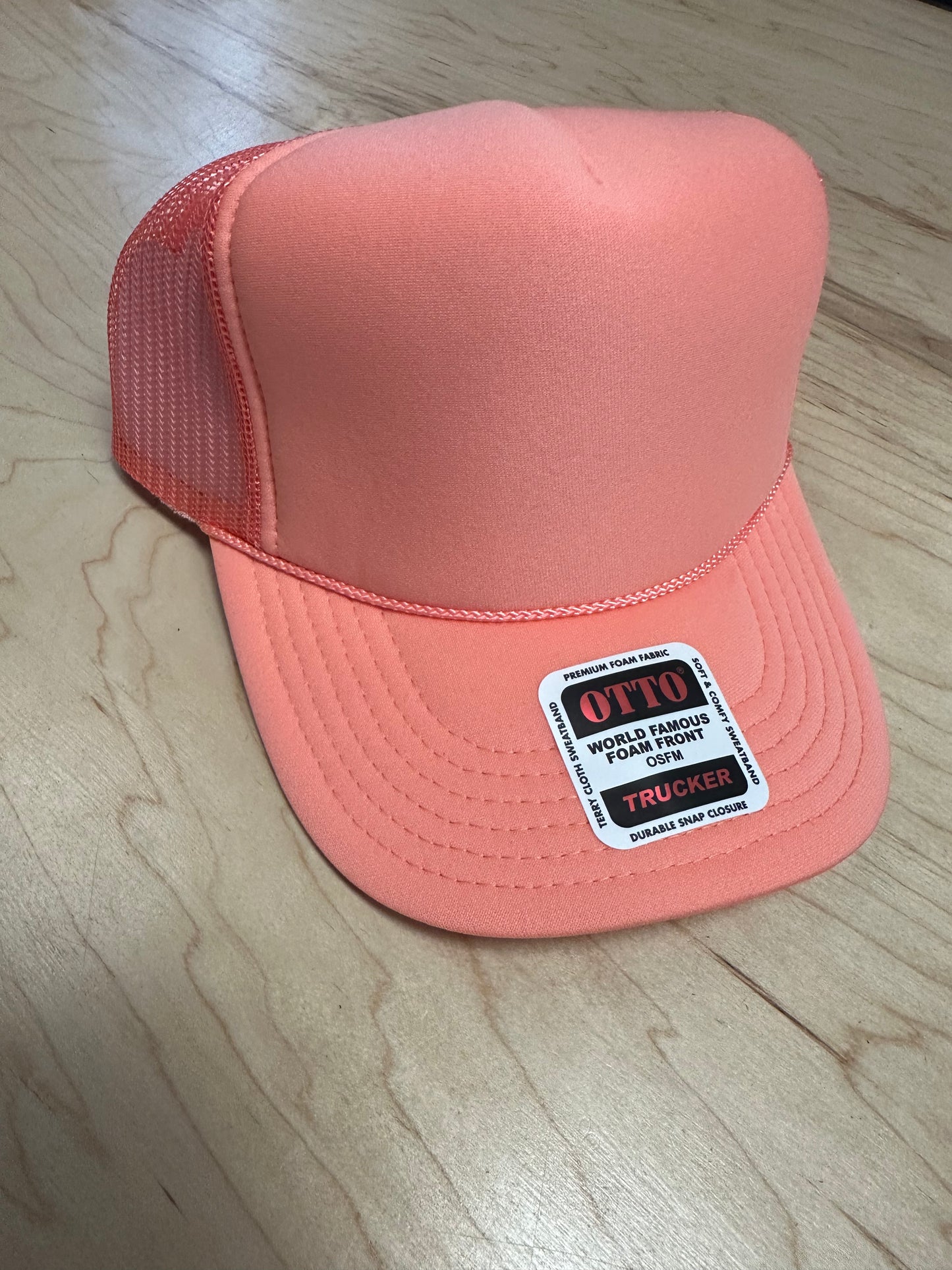 Otto Adult High Crown Trucker - Solid Coral