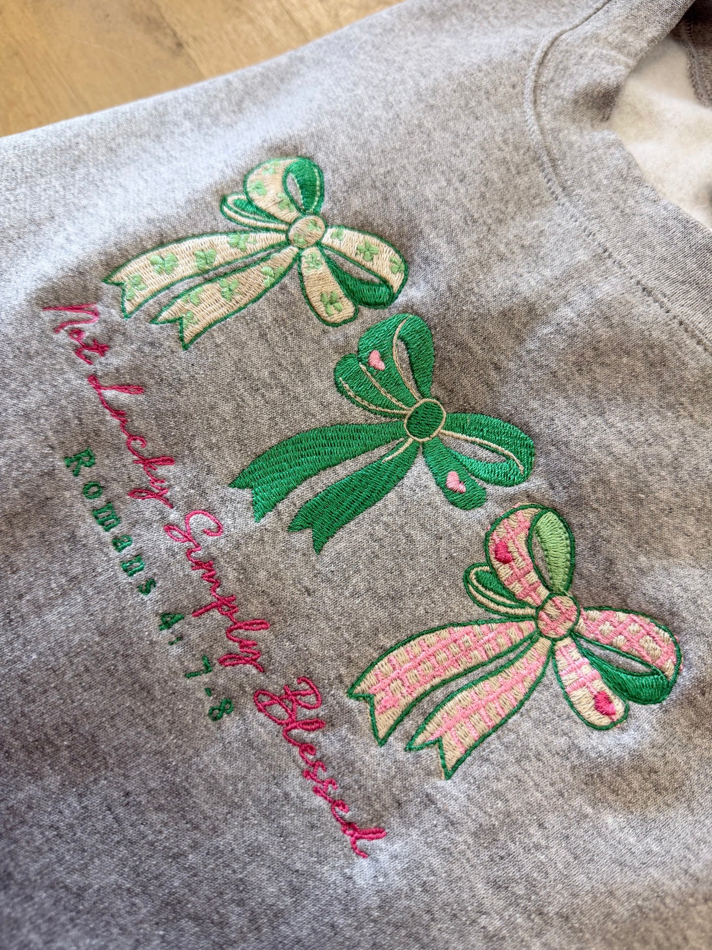 Not Lucky Simply Blessed Embroidered Crewneck