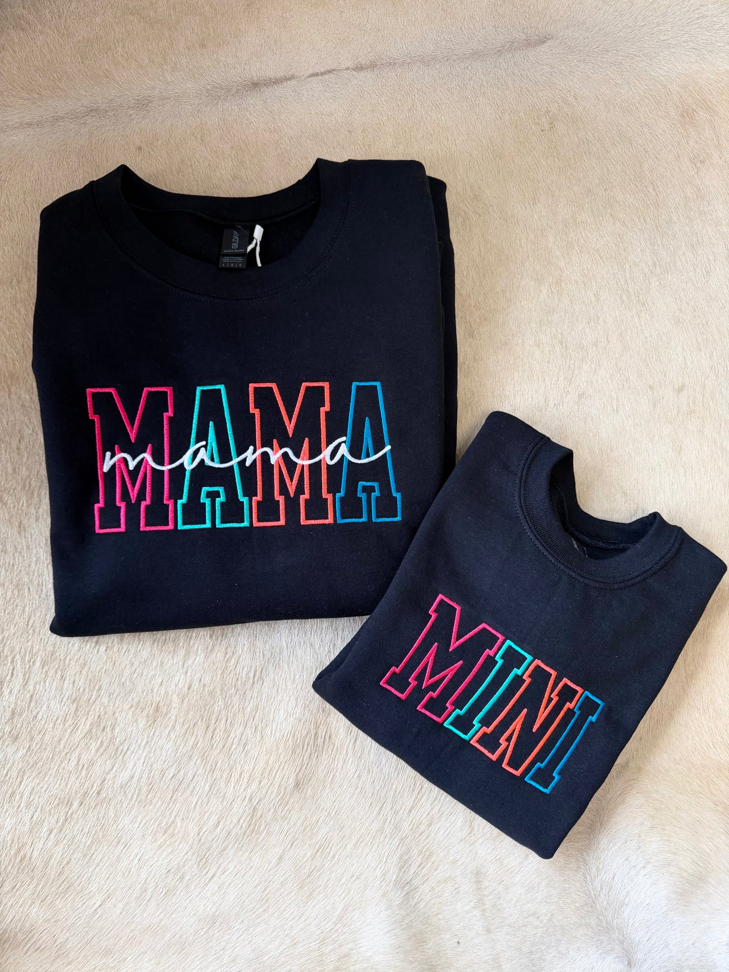 MAMA Embroidered Crewneck | Matching Mama & Mini Set