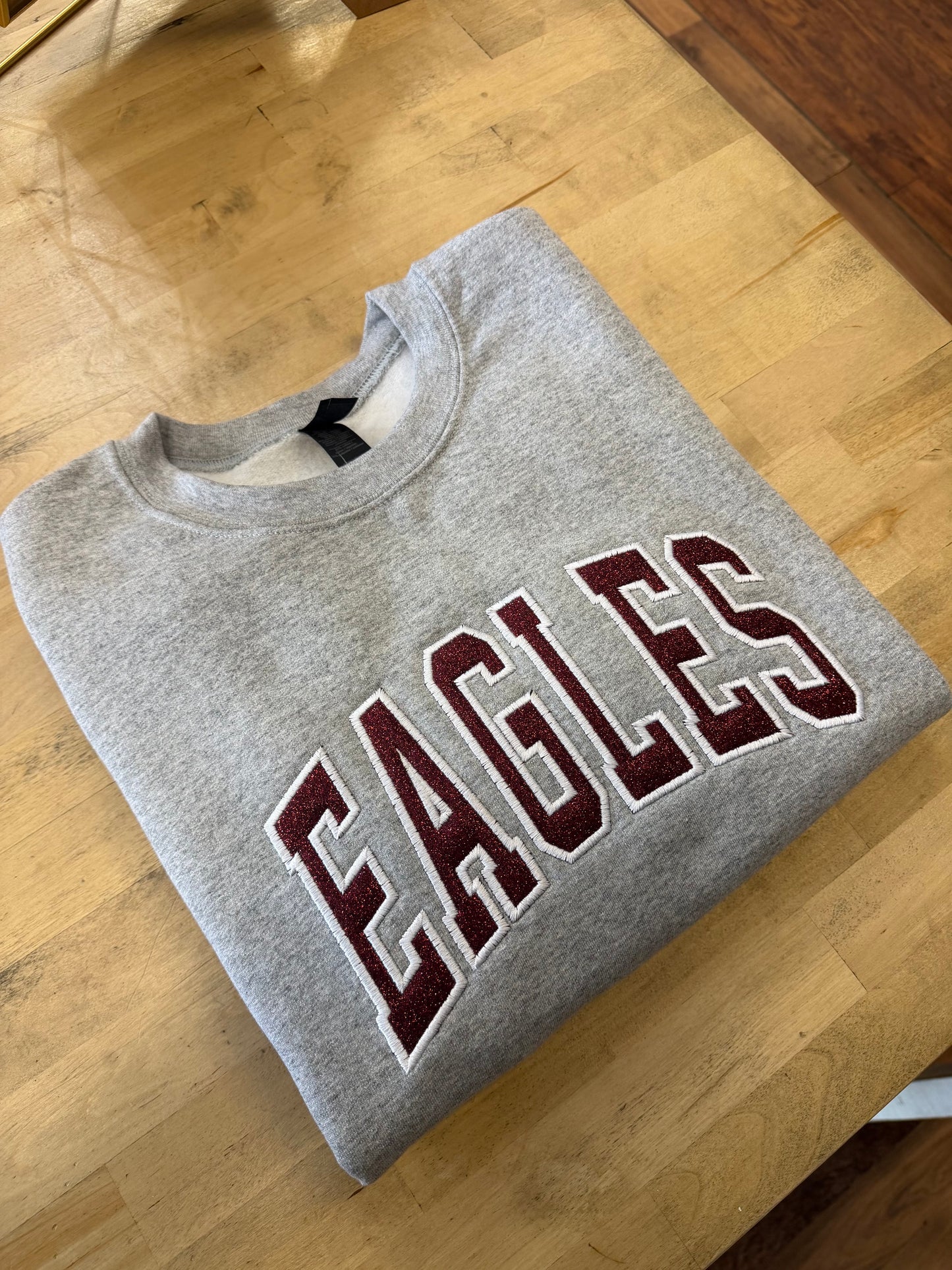 EAGLES Glitter Embroidered Crewneck