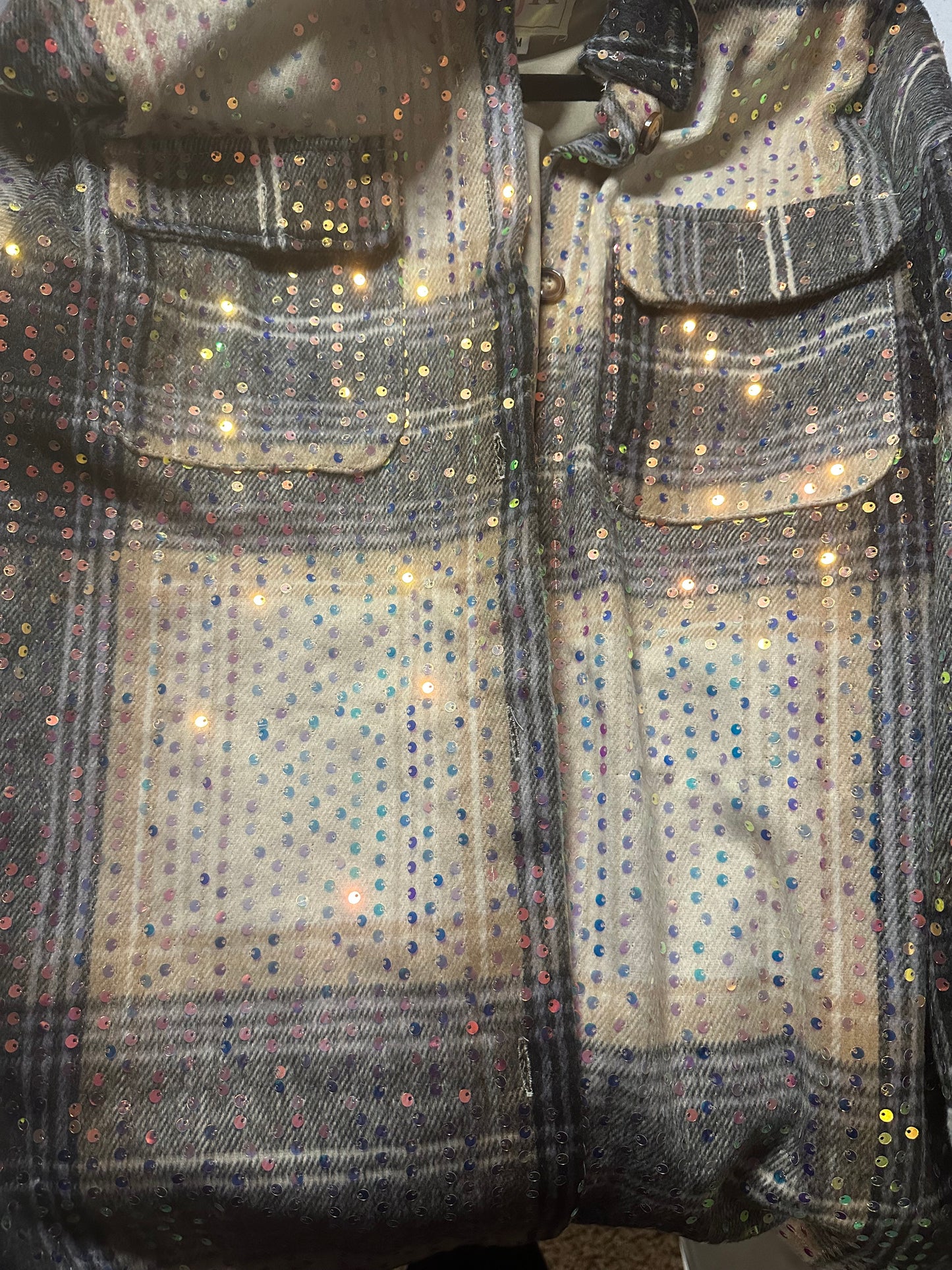 Plaid Sequin Shacket