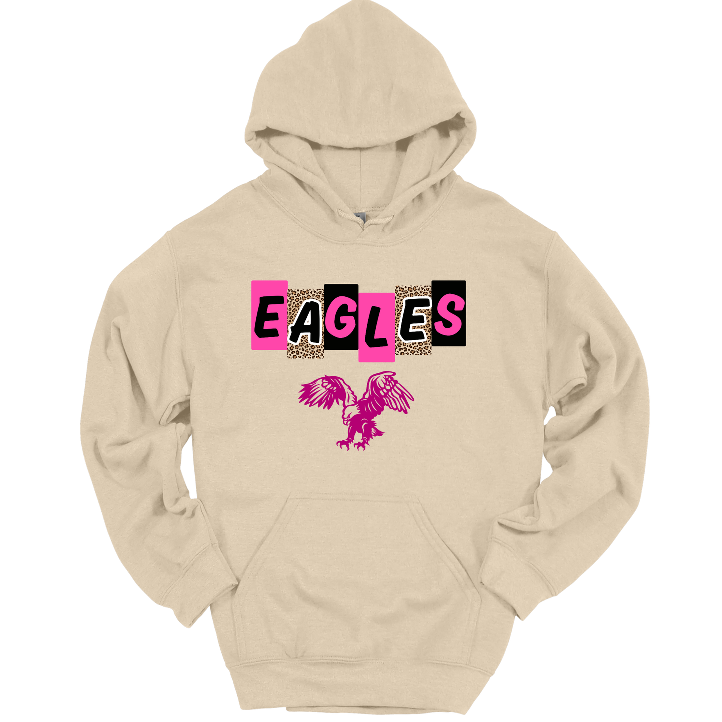 PINK EAGLES Leopard Letter Blocks Graphic Apparel | Adult Spirit Wear