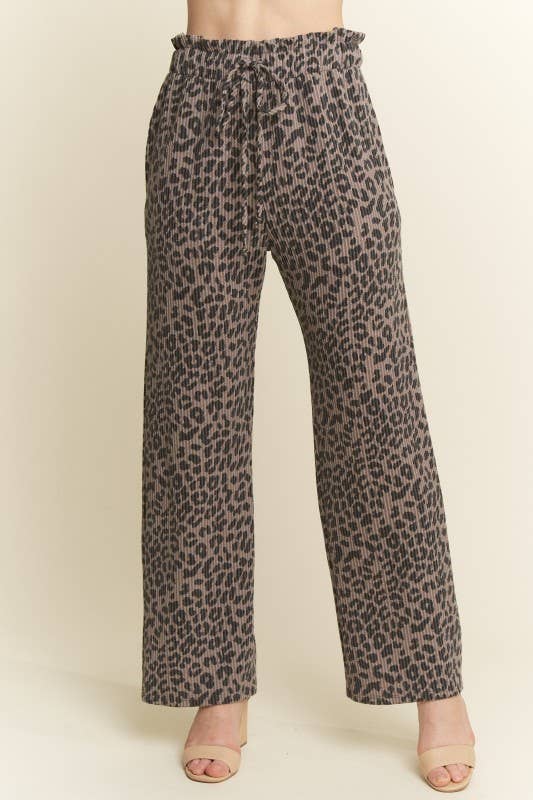ANIMAL URBAN RIBBED CASUAL PANTS BROWN