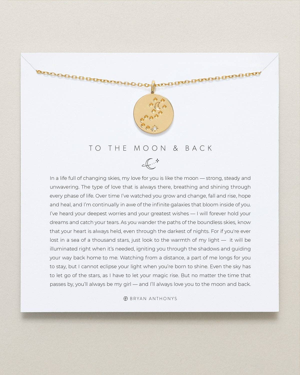 To the Moon and Back Necklace: 14k Gold