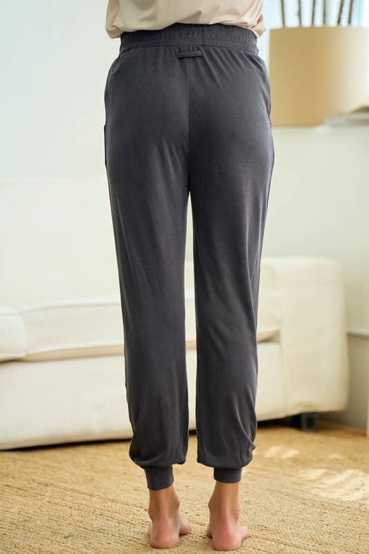 Comfortable Knit Jogger, Slant Pocket - Charcoal