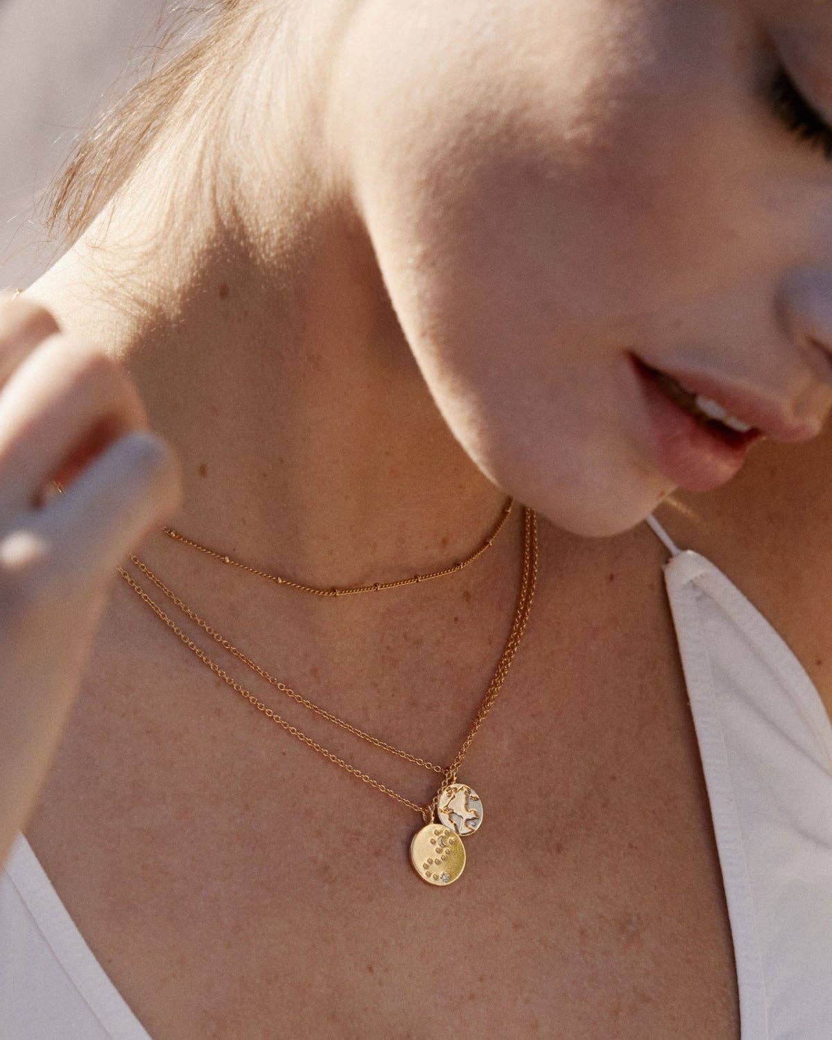 To the Moon and Back Necklace: 14k Gold