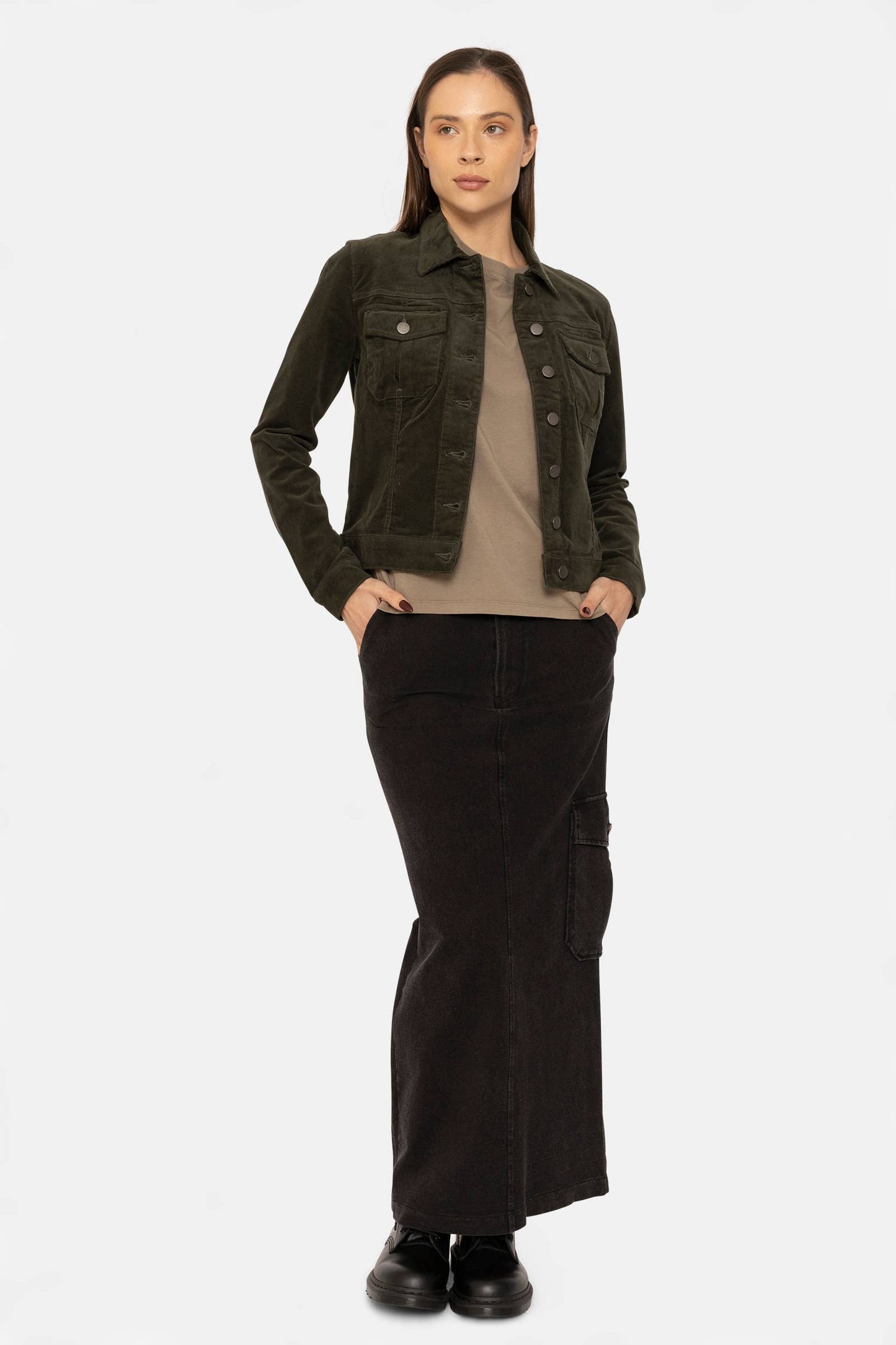 Slim Fit Corduroy Jacket: DEEP FOREST