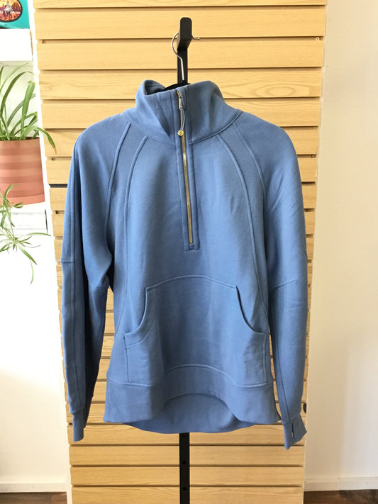 Scuba Oversized Half Zip Long - Washed Denim/Gold