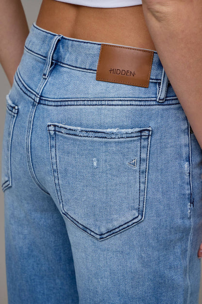 Medium Wash Mid Rise Distressed 33" Inseam Dad Jean