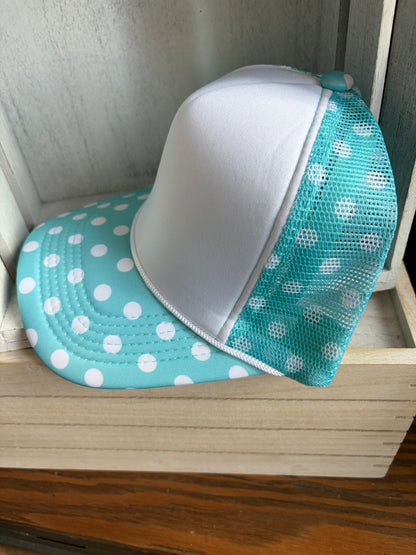 Aqua Polka Dot Trucker Hat