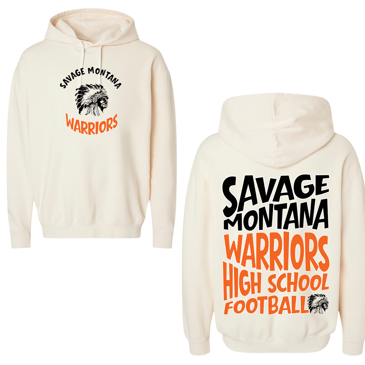 Savage Warrior Retro Football Varsity Graphic Apparel | Adult Spirit Wear