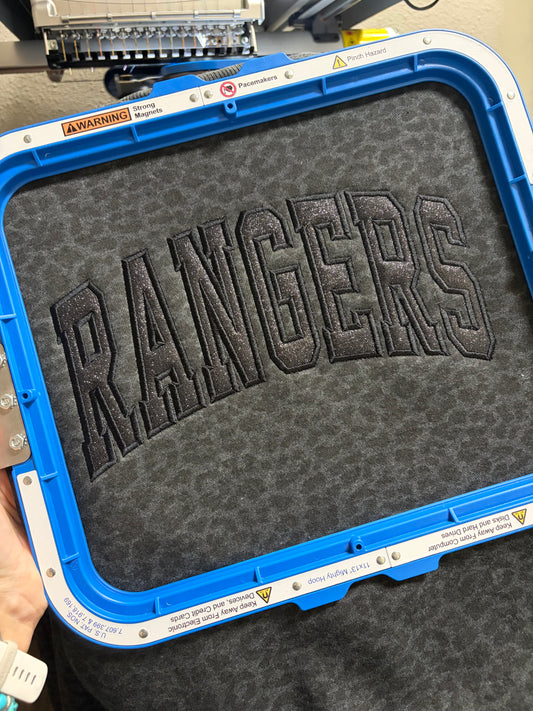 RANGERS Leopard Monochrome | Glitter Embroidered Black Apparel