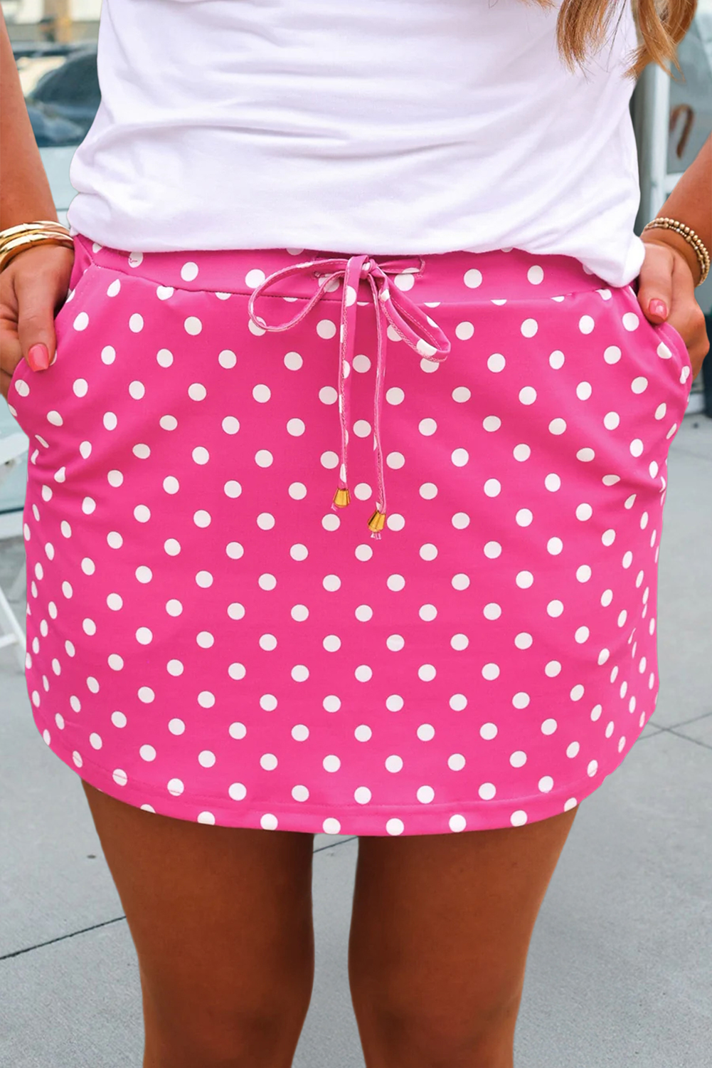 Polka Dot Skort with Pockets: Sachet Pink