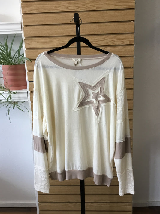 Star Patch Pullover - Ivory