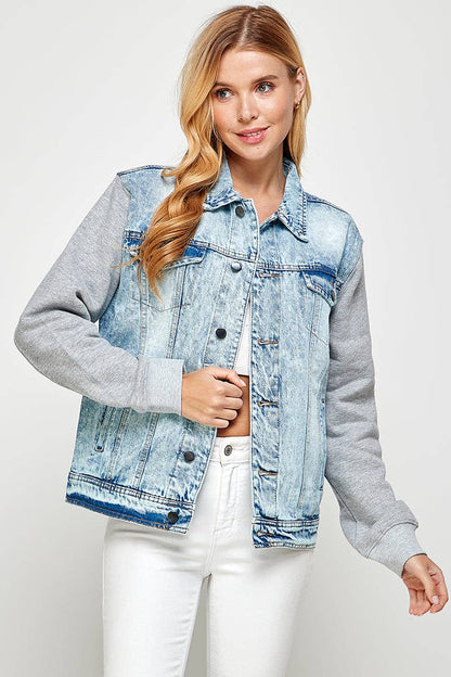 Women's  Denim Hoodie Jacket: LIGHT WASH