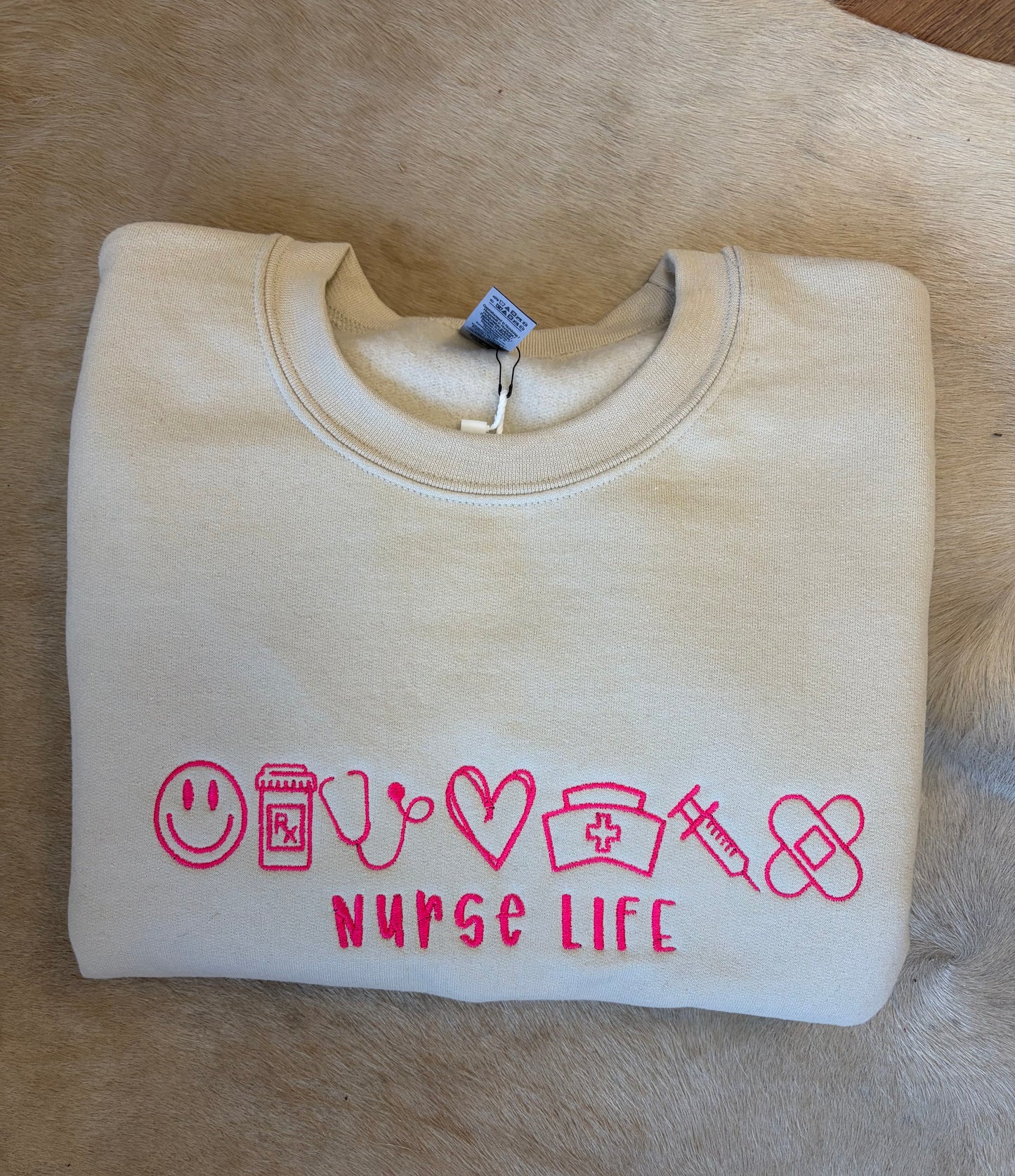 Nurse Life Embroidered Crewneck