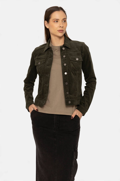 Slim Fit Corduroy Jacket: DEEP FOREST
