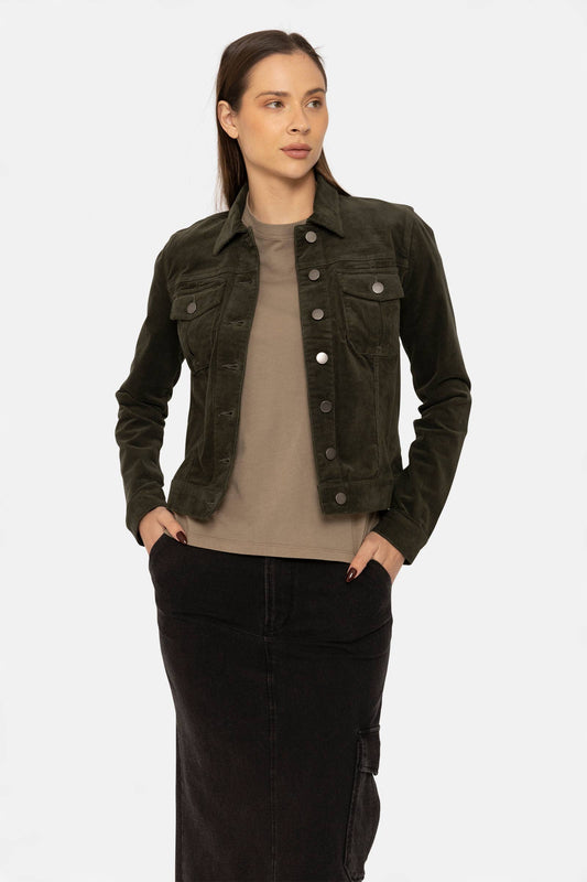 Slim Fit Corduroy Jacket: DEEP FOREST