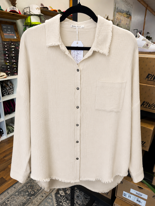 Double gauze oversized shirt - Sand Beige