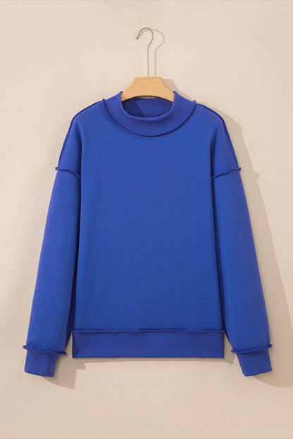 Oversize Reversible Mock Neck Blue