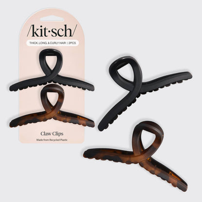 Recycled Plastic Large Loop Claw Clips 2pc - Black & Tort