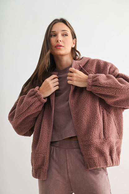 Alpine Fleece Zip Up Hoodie: ROSE TAUPE