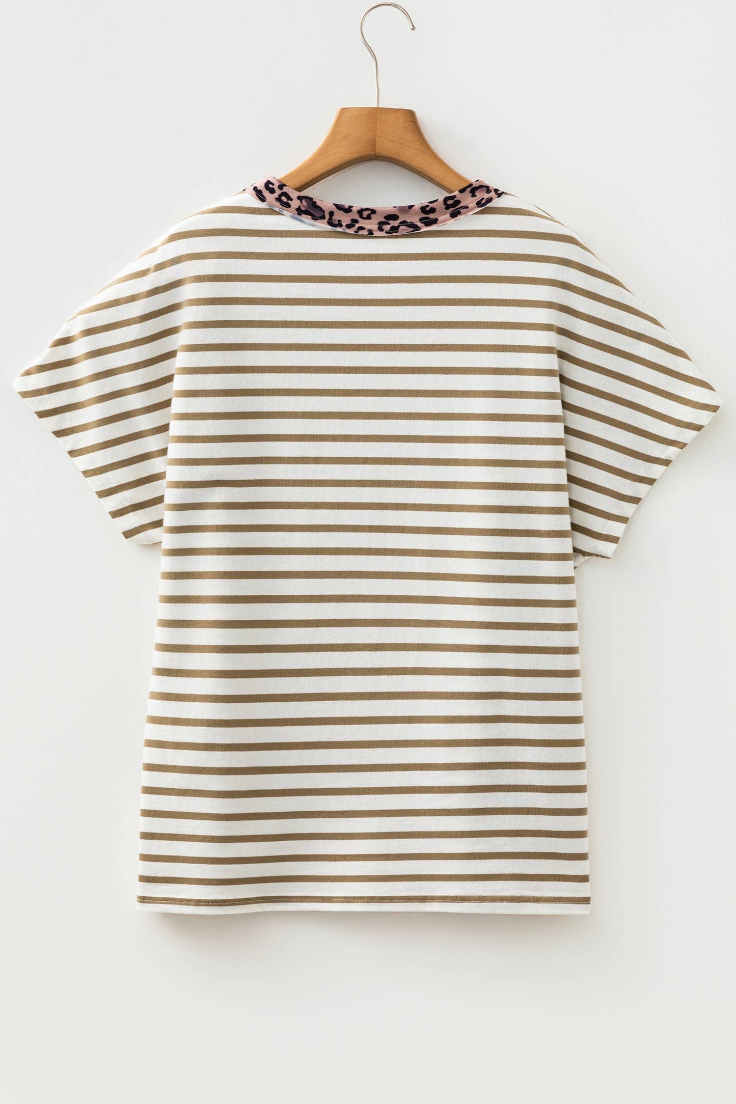 Stripe Leopard Round Neck