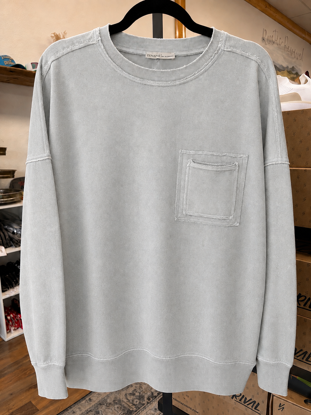 Exposed Seam Sweatshirt - Lt Grey