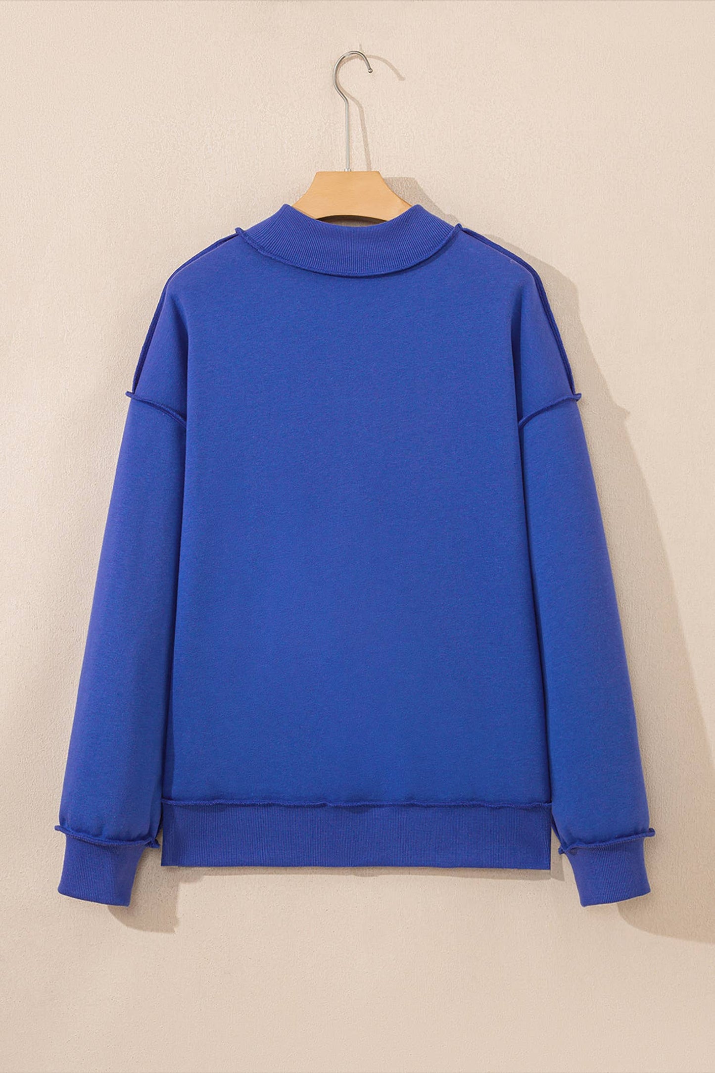 Oversize Reversible Mock Neck Blue