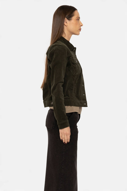 Slim Fit Corduroy Jacket: DEEP FOREST