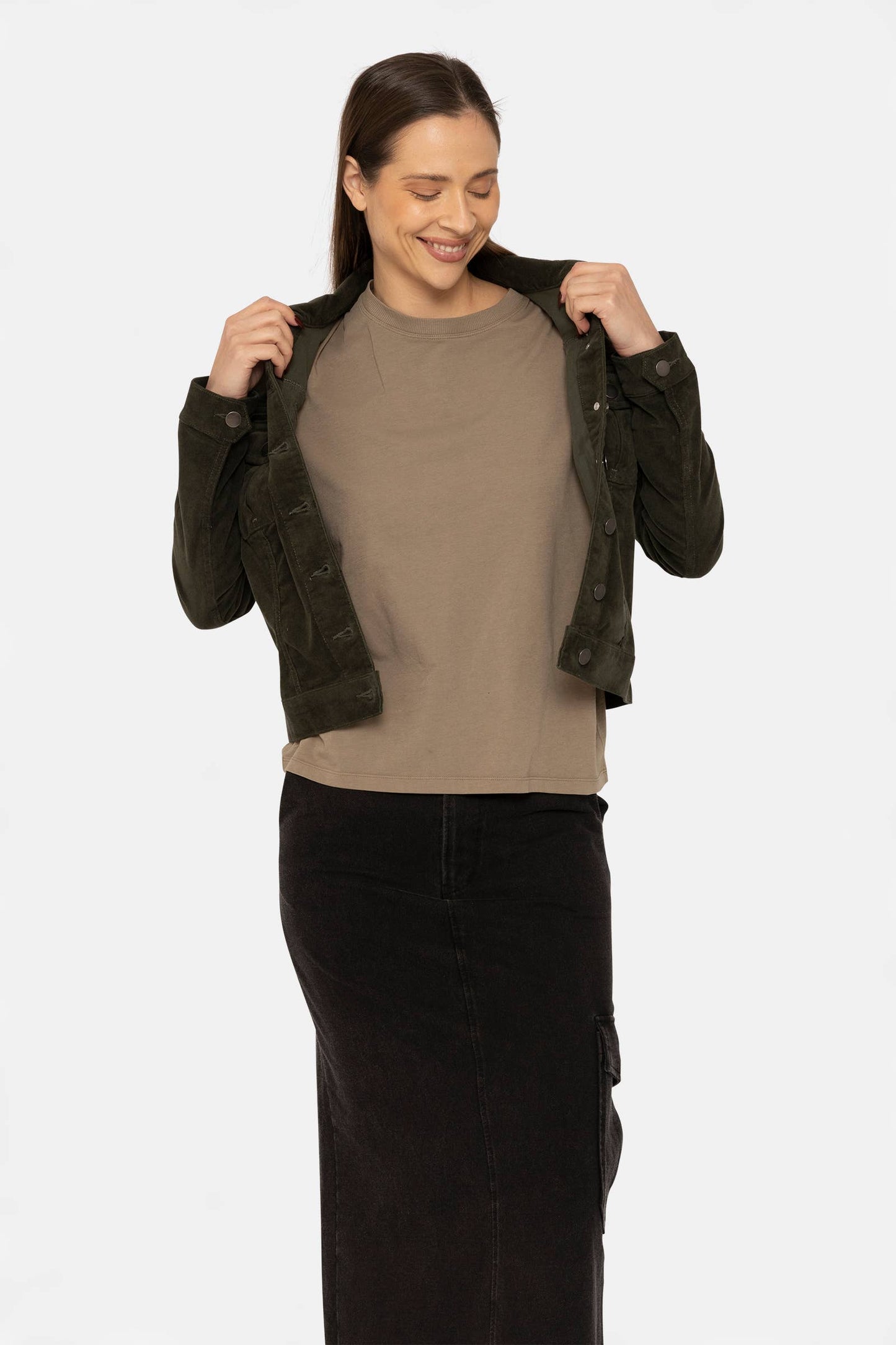 Slim Fit Corduroy Jacket: DEEP FOREST
