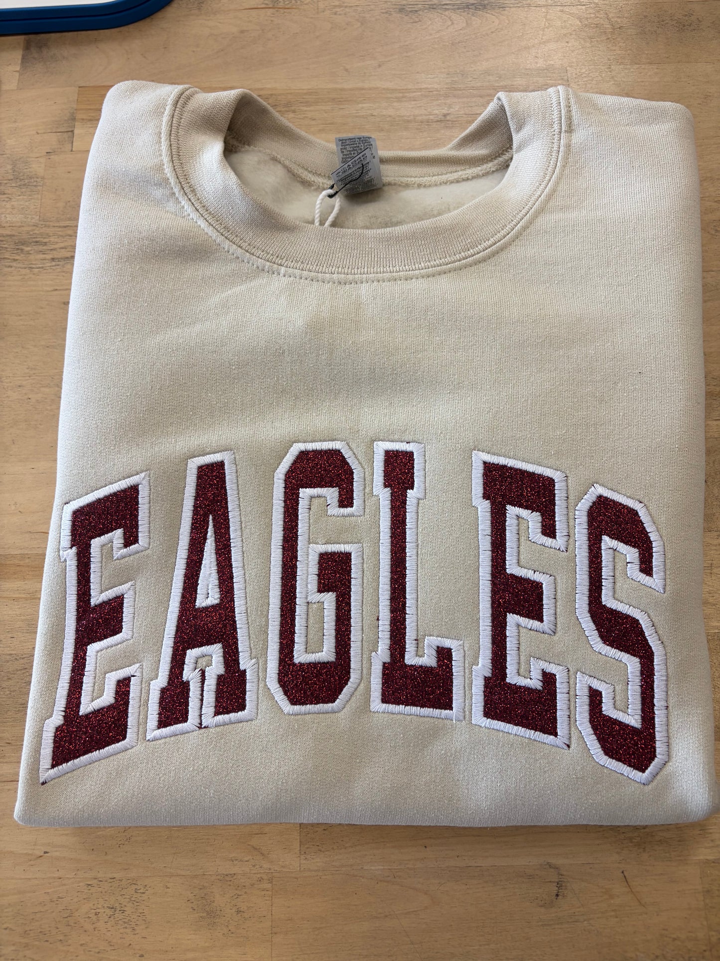 EAGLES Glitter Embroidered Crewneck - Sand