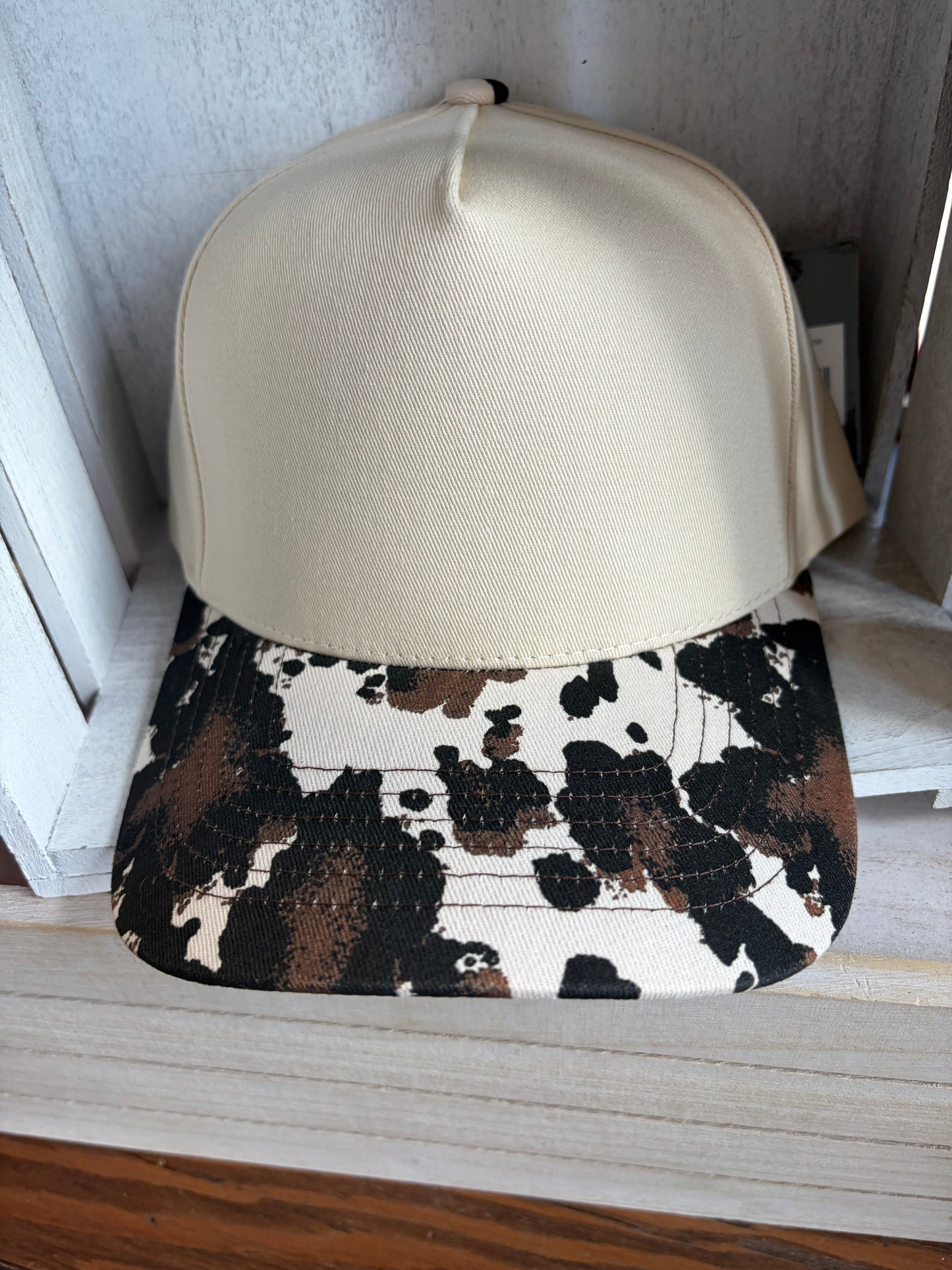Two Tone Cow Print Brim Canvas